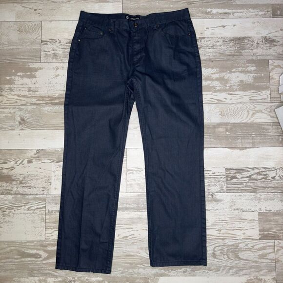 Akademiks Other - Akademiks Jeans Mens 40x34 Navy Denim Flat Front Straight Leg Hipster Black Tab